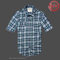 heren abercrombie fitch plaid lang overhemd wit diepblauw Nieuwe Website 39fui271